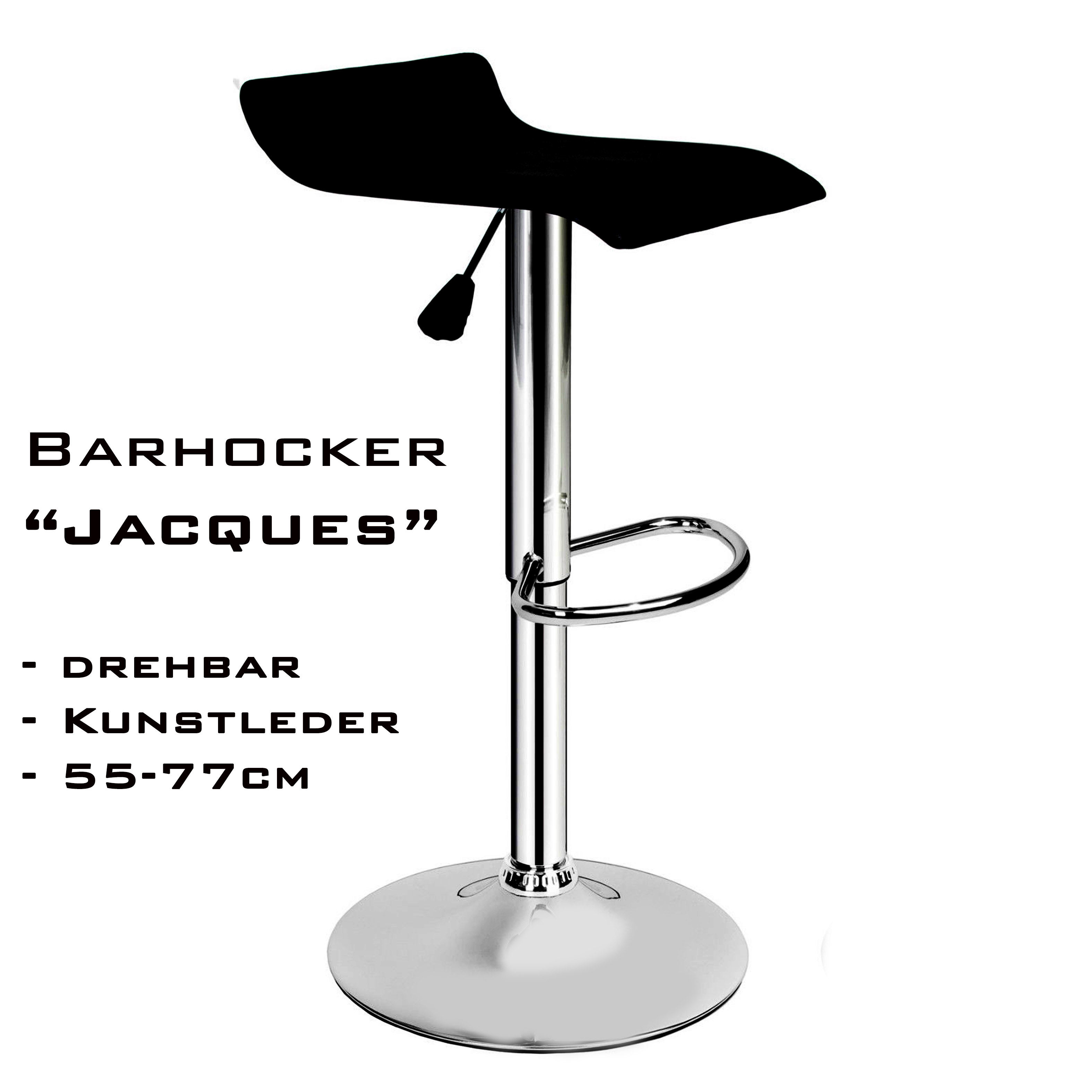 Barhocker "Jacques" höhenverstellbar, Chrome, Kunstleder